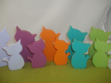 Drevené mačičky v pastelových farbách - Obrázok č. 1