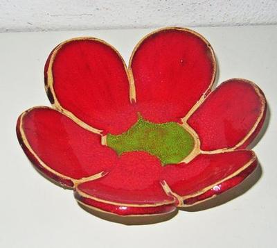 Miska červený kvet - keramika - Obrázok č. 1