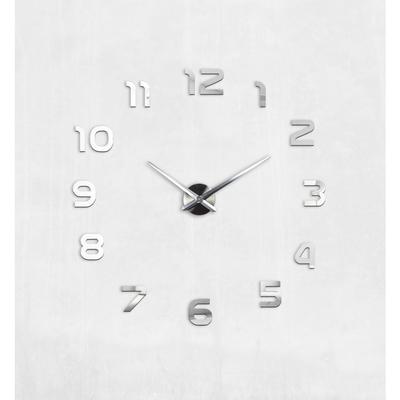 3D Nalepovacie hodiny DIY Clock 1-12, Silver 80-13 - Obrázok č. 1