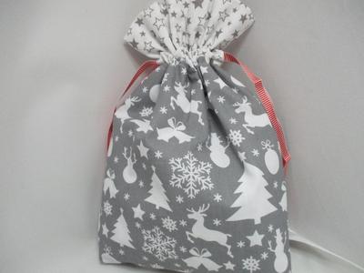 Vianočné/Mikulášske vrecko v sivo bielom - Obrázok č. 1