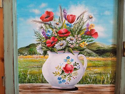 Obraz v starom okne 54x54 cm - Obrázok č. 1