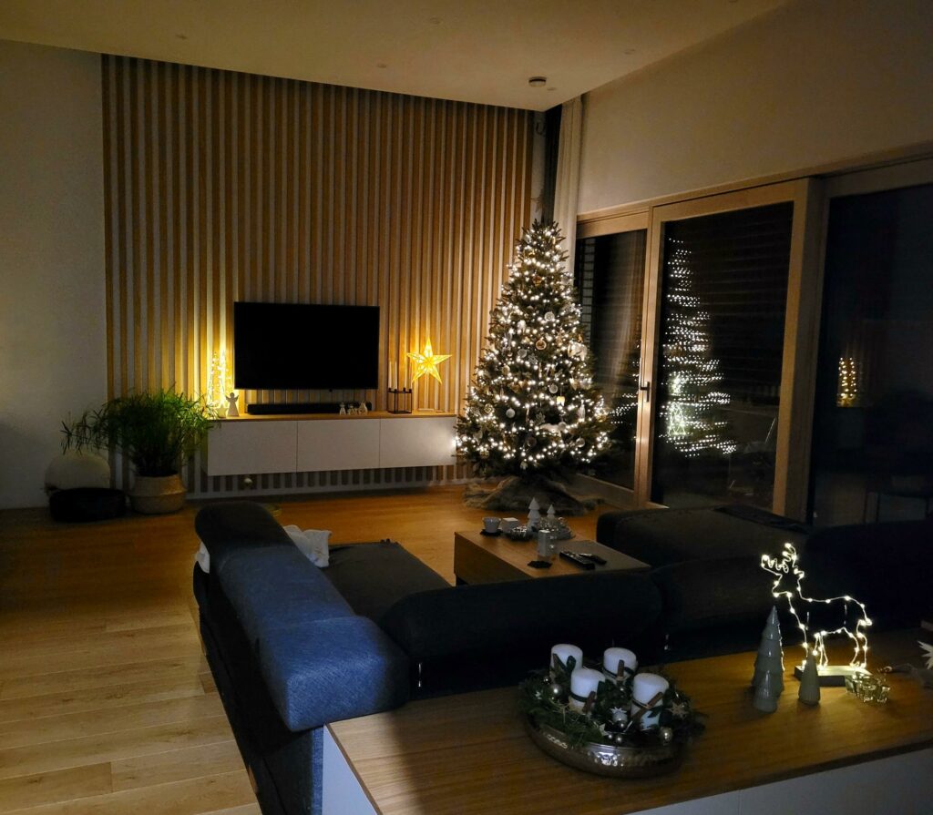 lamelová stena v obývačke