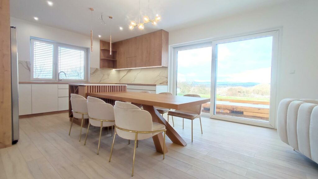 glamour jedáleň a elegantná kuchyňa