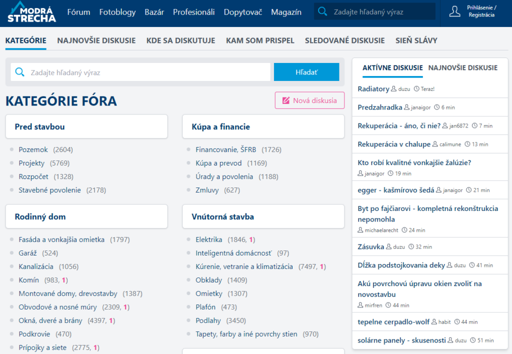 Fórum o stavbe, rekonštrukcii, záhrade a bývaní - Modrá strecha