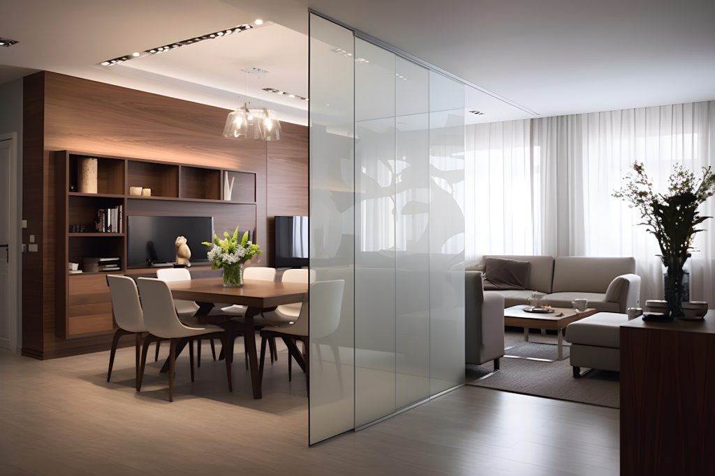 Sklenené steny a priečky z ornamentného skla