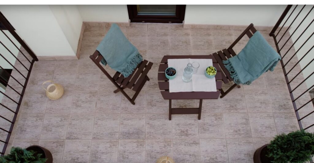 pohľad na terasu v novostavbe